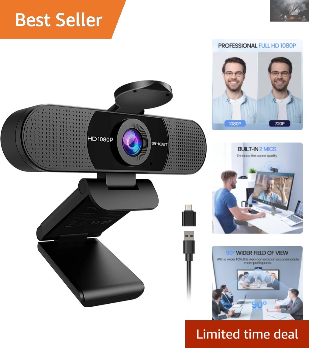 C960 Webcam: 1080P HD Video, Easy Plug & Play with Wide Compatibility for All