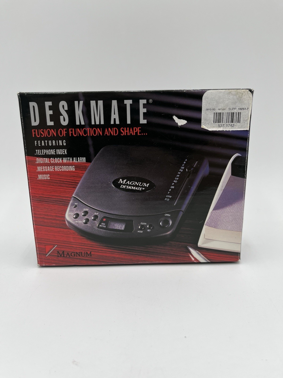 Vintage Deskmate Magnum Telephone Index, Digital Clock, Message Recording, Music