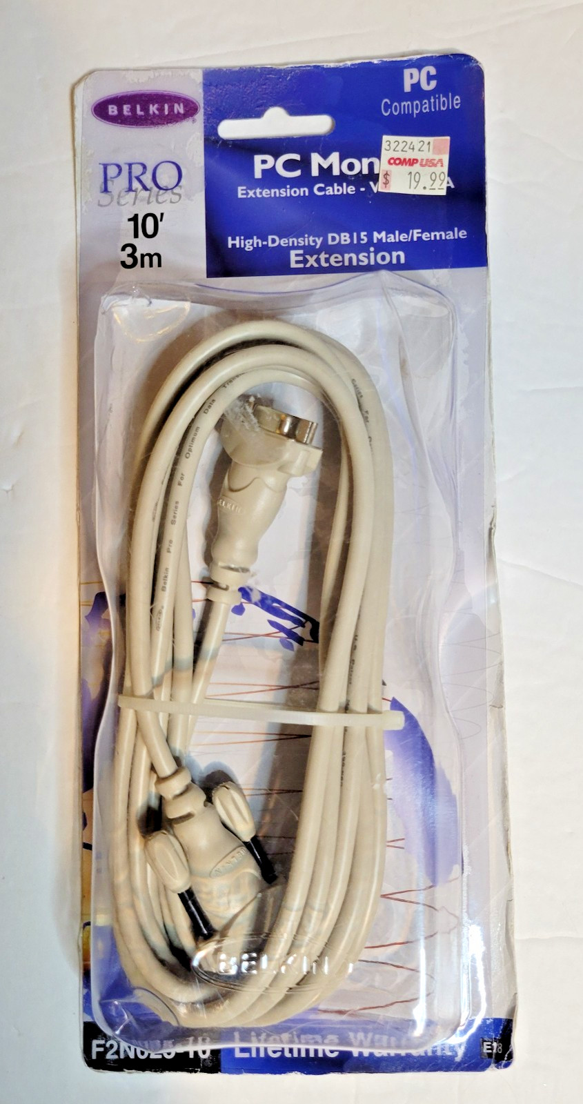 Belkin Pro Series 10' monitor extension cable for VGA/SVGA male/female DB15 ends