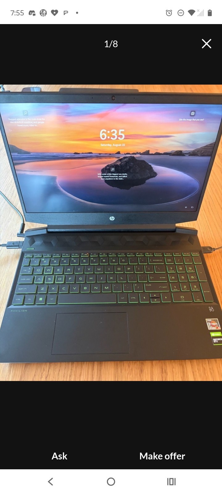 High End HP Pavilion Gaming 15z-ec200 Ryzen 5 5600H 12GB 238GB SSD GTX1650 W11