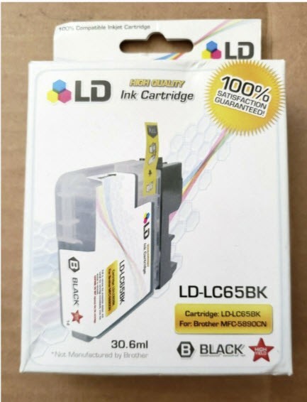 LD LC65BK High Quality Ink Cartridge 30.6ml for MFC-5890CN