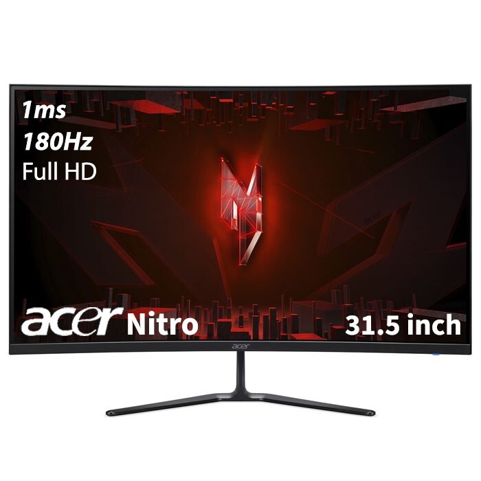 Acer Nitro 31.5" Curved Full HD (1920 x 1080) 180Hz VA Gaming Monitor, Black