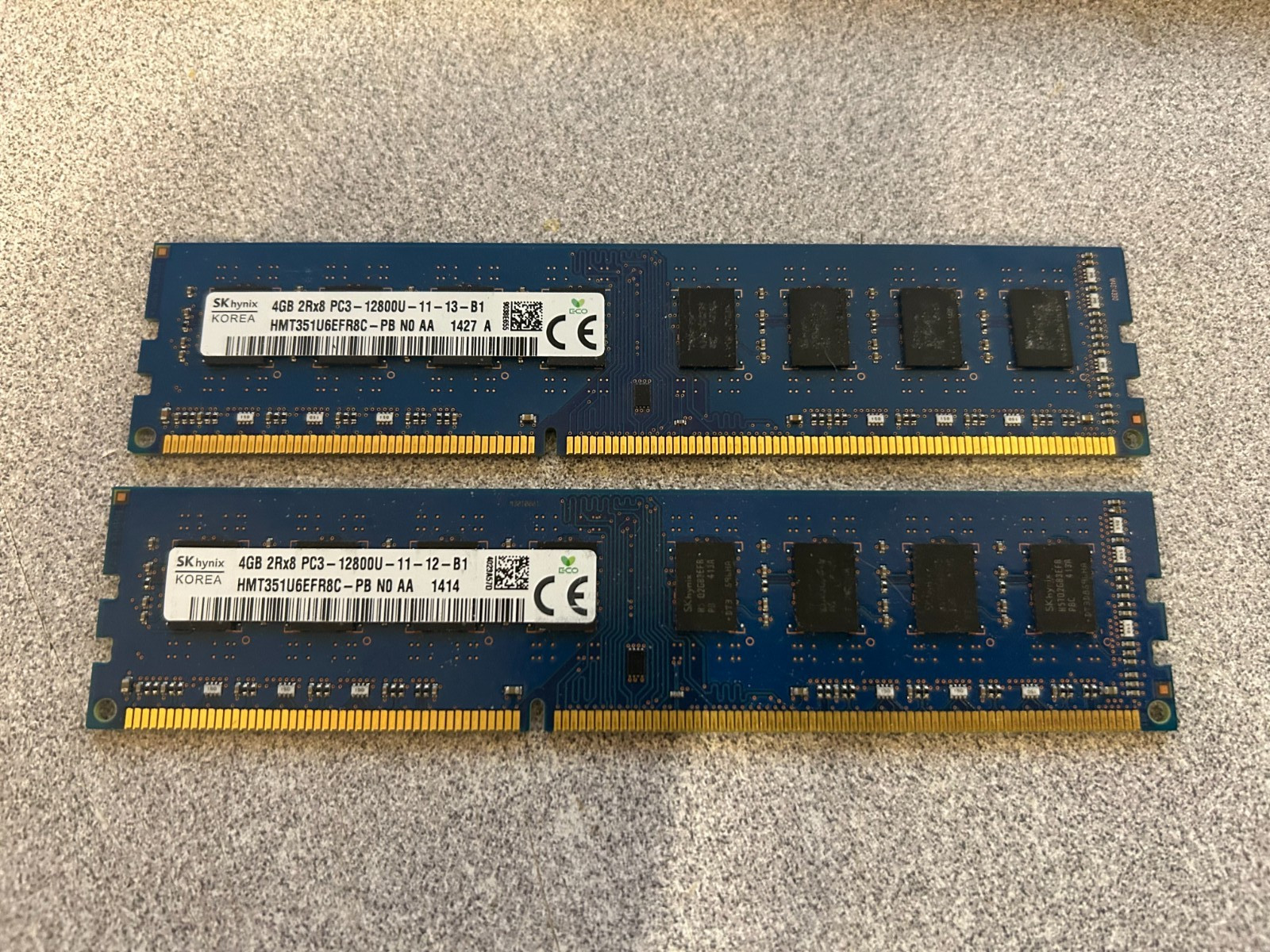 Lot of 8 GB (4 GB x 2 sticks) SK hynix PC3-12800U DDR3 Desktop RAM Memory