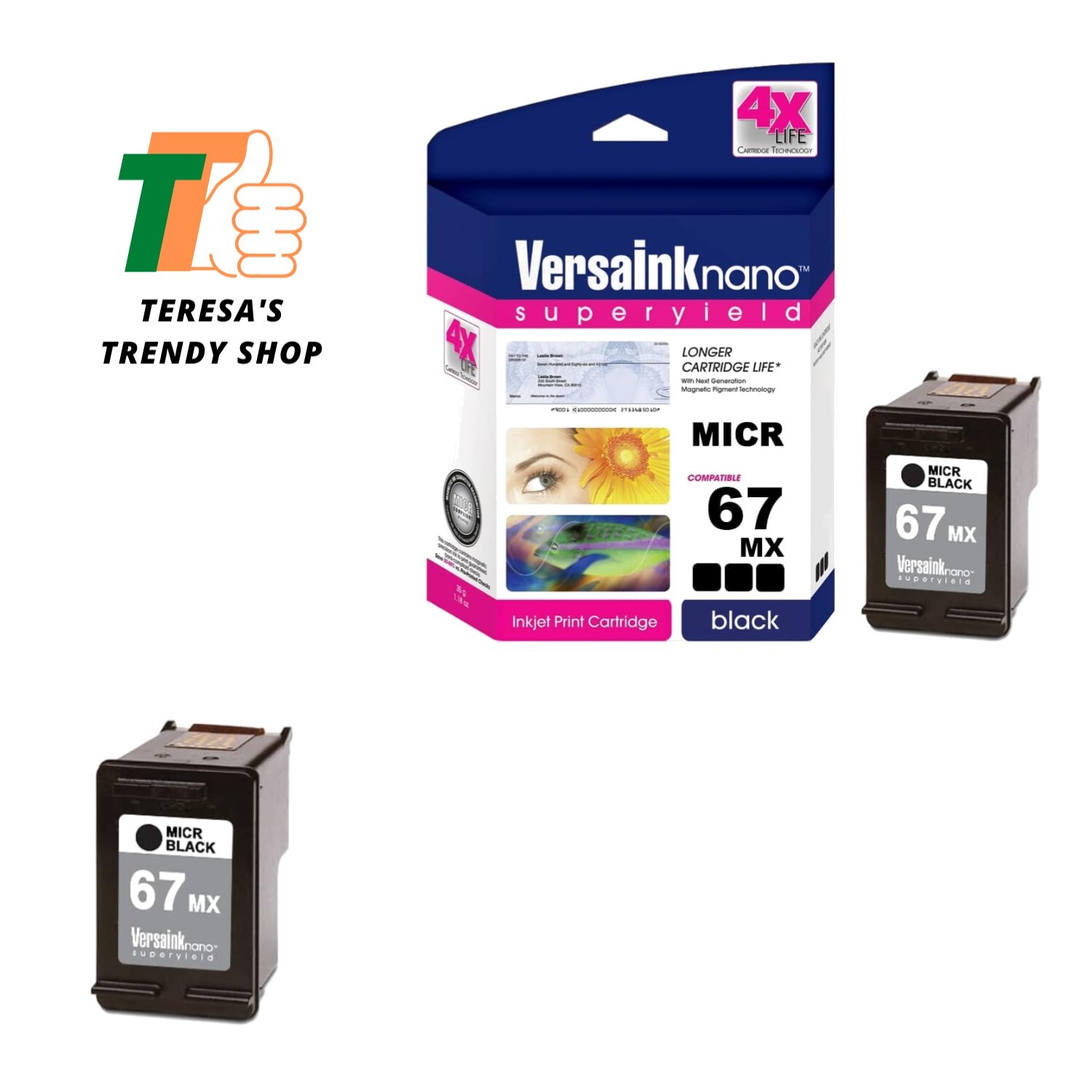 VersaInk-Nano Black MICR Ink Cartridge for Check Printing, MICR Black