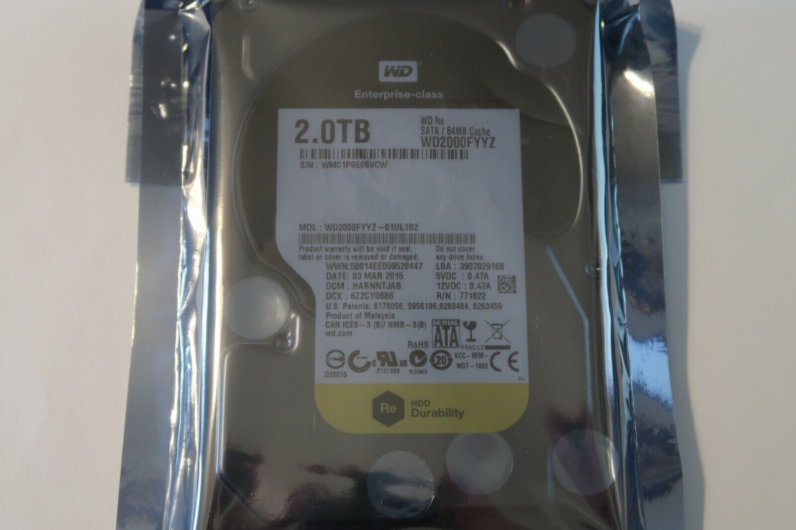 Western Digital WD2000FYYZ-01UL1B2 2TB 7200RPM 64MB Cache SATA 6.0Gb/s 3.5" HDD