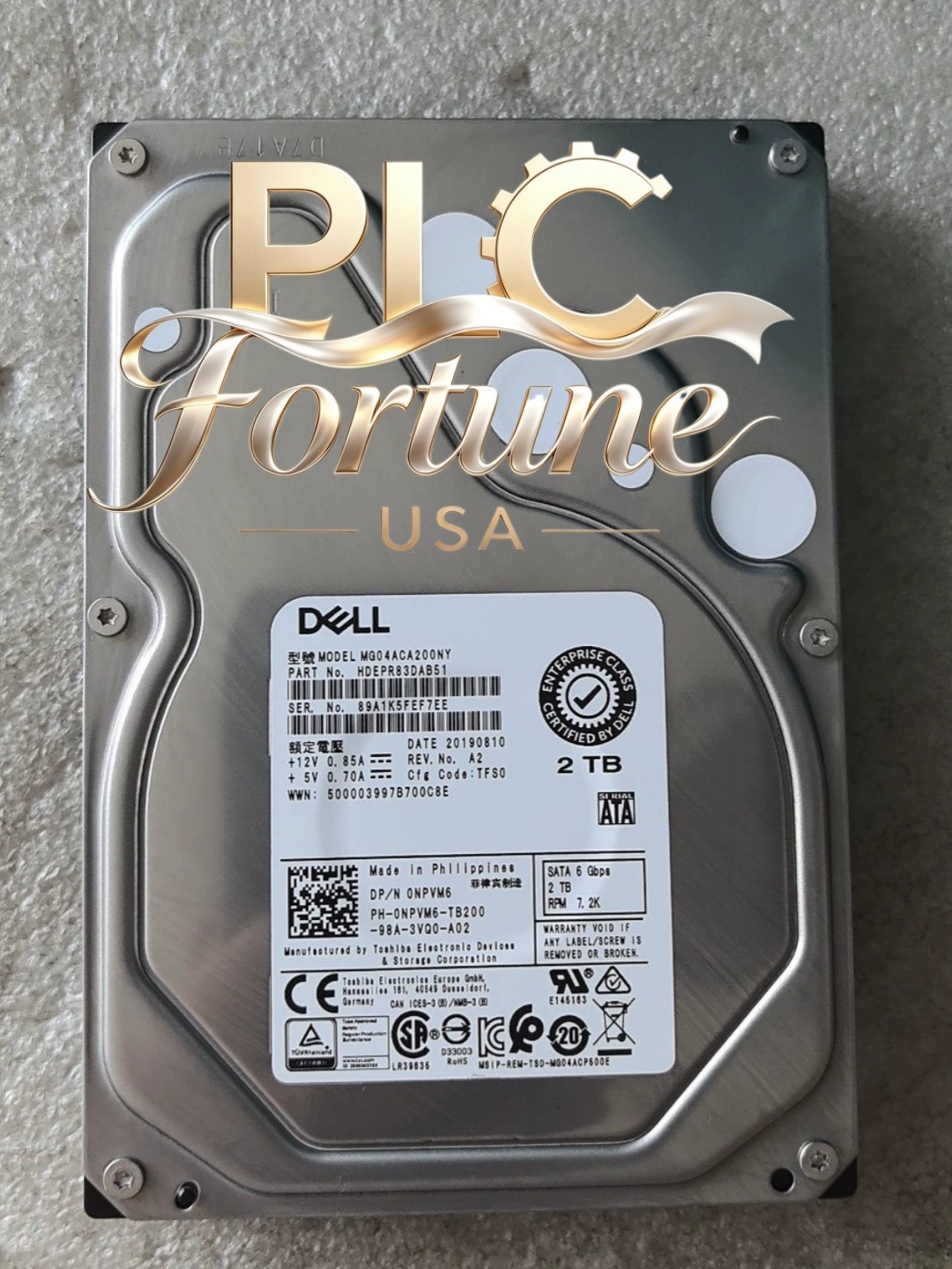 New DELL 0NPVM6 NPVM6 MG04ACA200NY ENTERPRISE 2TB 7.2K 6Gb/s 3.5" SATA HDD