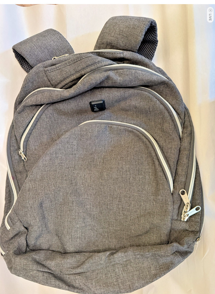 iPack XL Grey Woven Multi-pocket Laptop Backpack 16x12x4.5