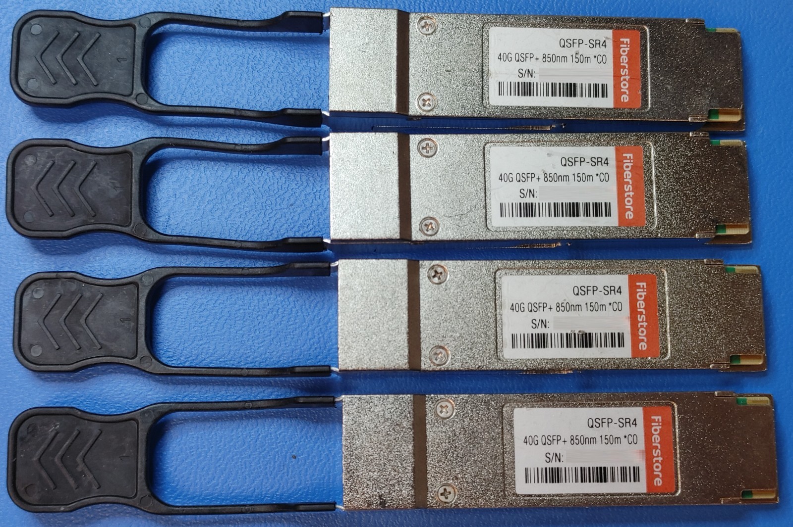 LOT of 4 FS QSFP-SR4-40G 40GBASE-SR4 QSFP+ 850nm MMF MPO/MTP Optical Transceiv