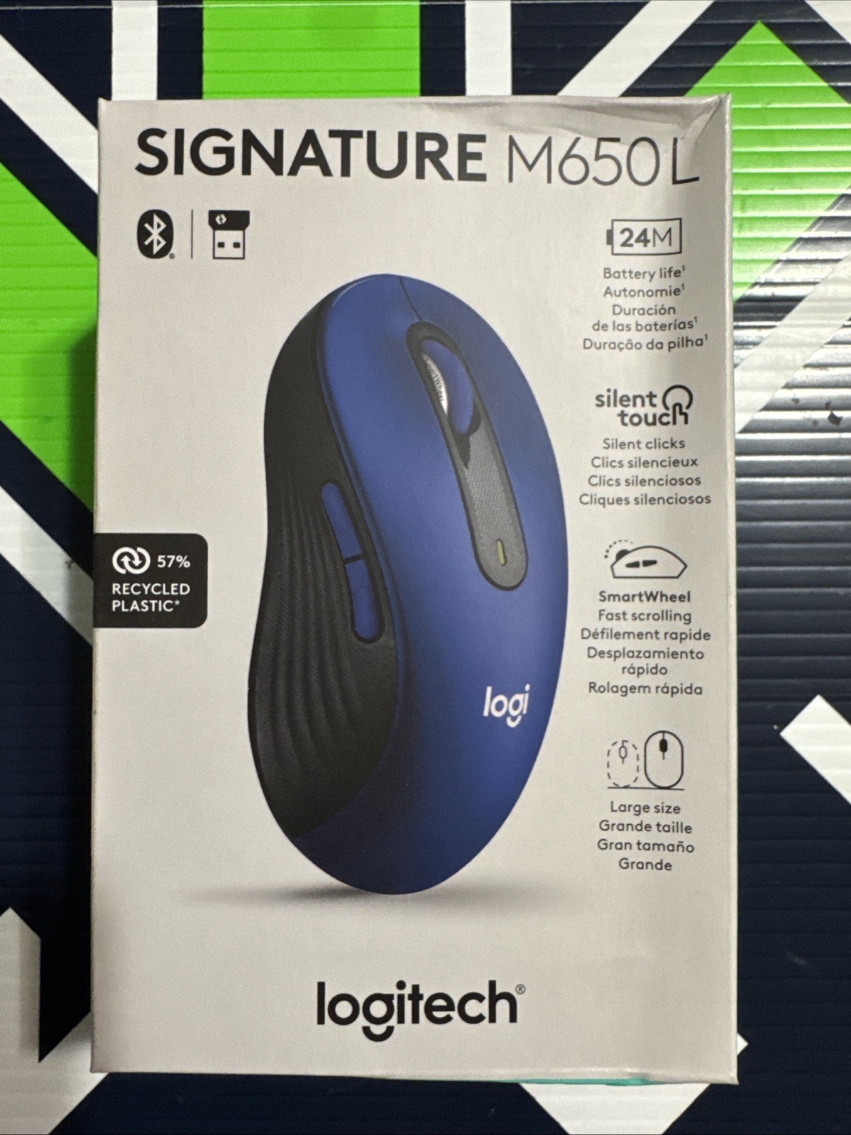 Logitech Signature M650 L Full-size Wireless Scroll Mouse 910-006232 BLUE New