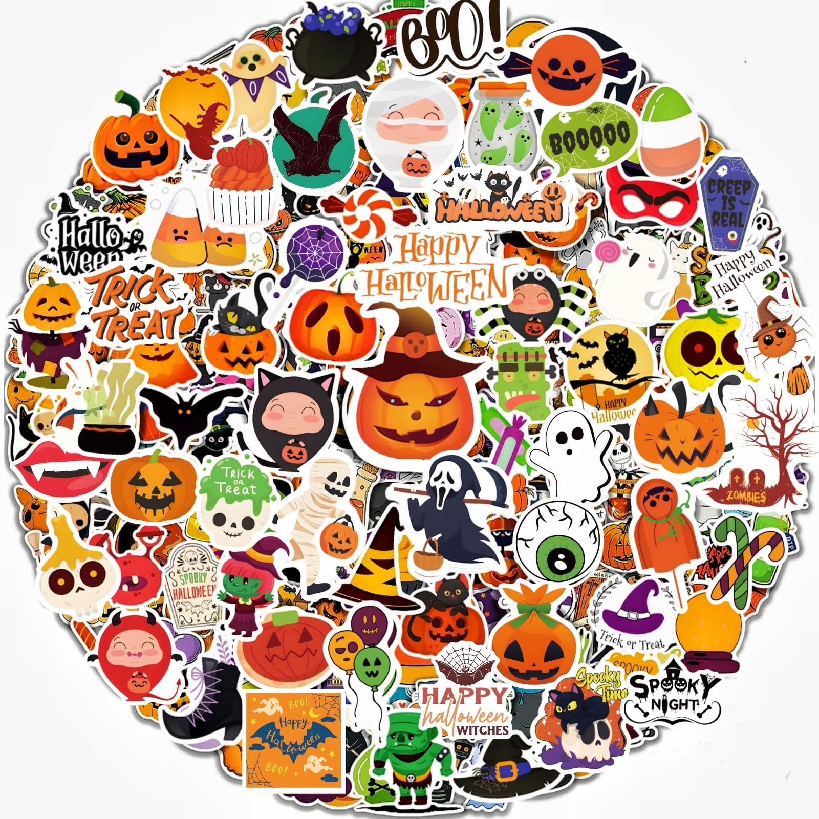 300Pcs Halloween Stickers for Kids Teens Adults, Waterproof Black