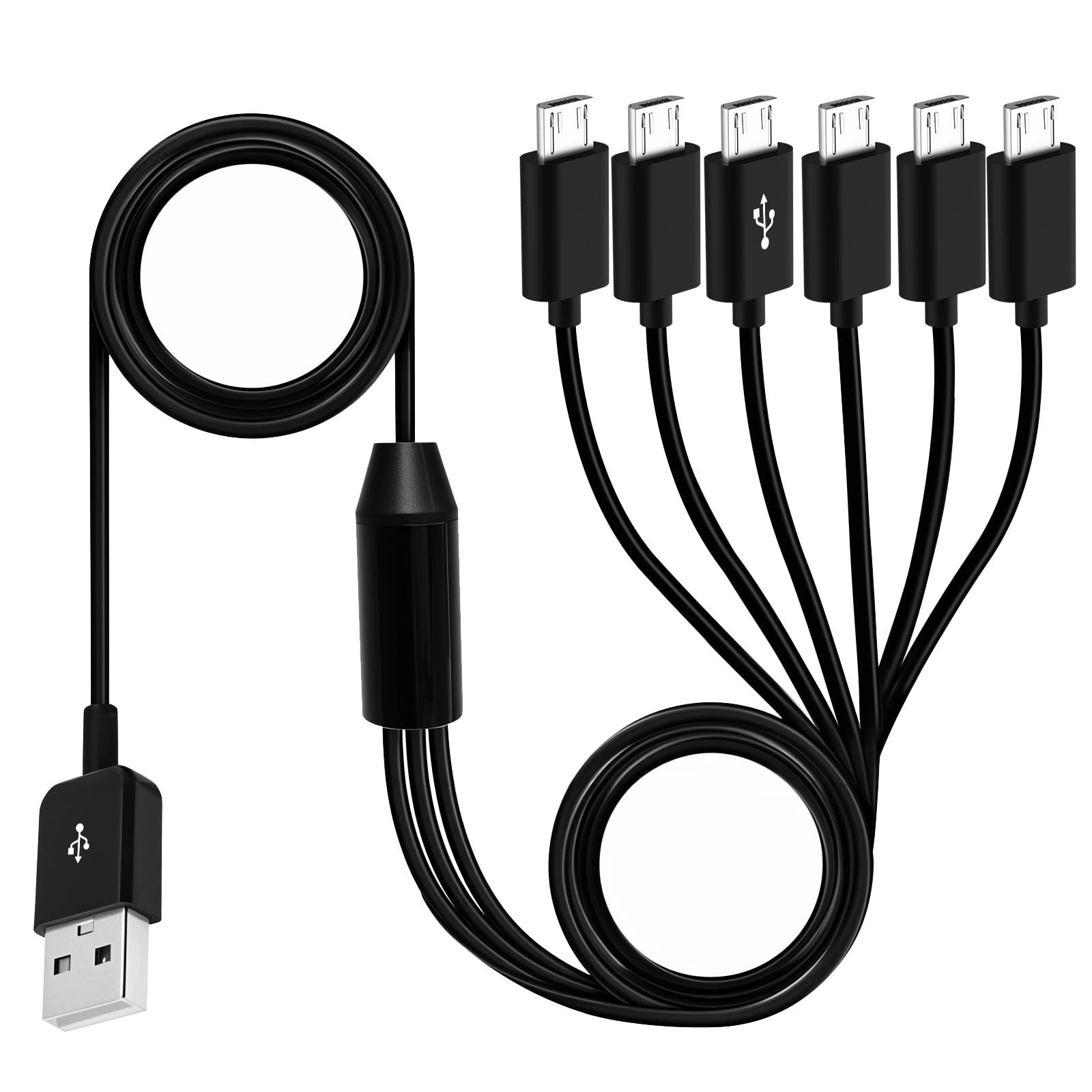 Herfair Micro USB Splitter Cable, Type-A to 6 1 6 Micro, Darkness-1.64