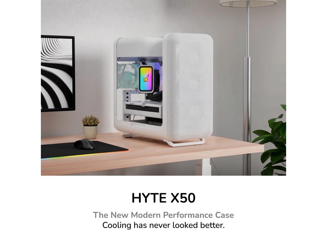 HYTE X50 Modern Performance ATX Mid-Tower PC Gaming Case - Snow White