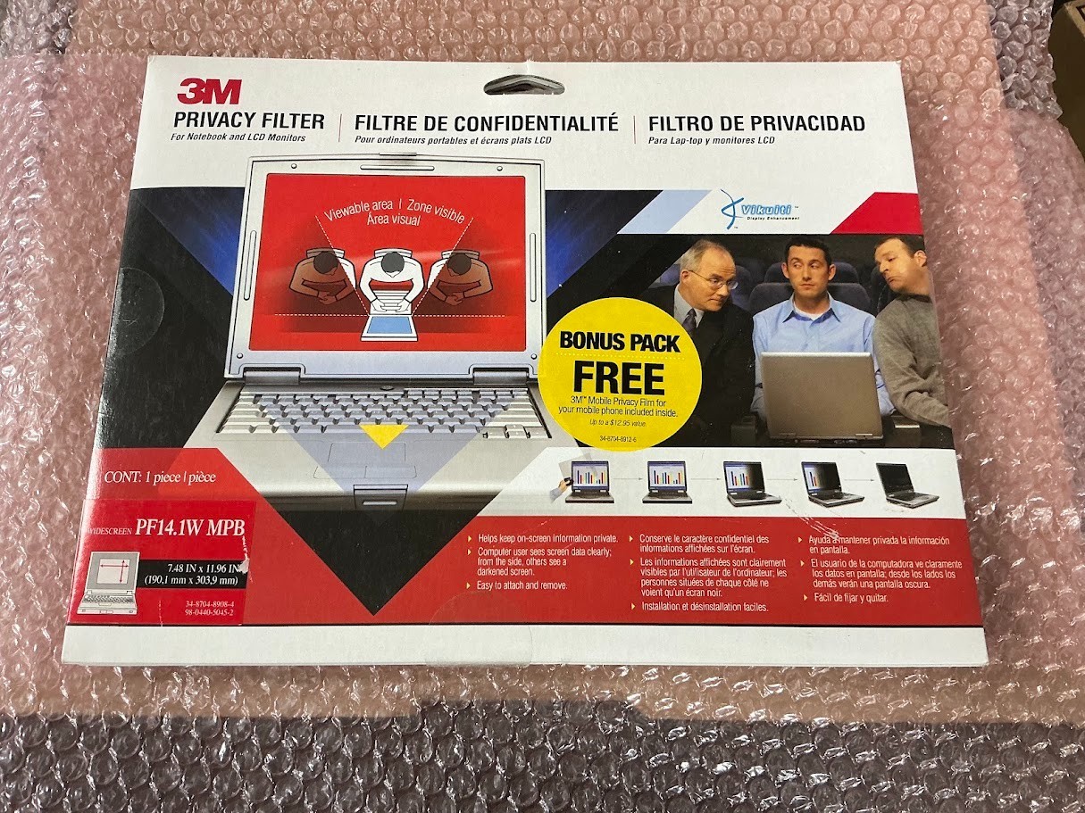 3M Privacy Filter for Laptop, PF14.1W MPB - NEW
