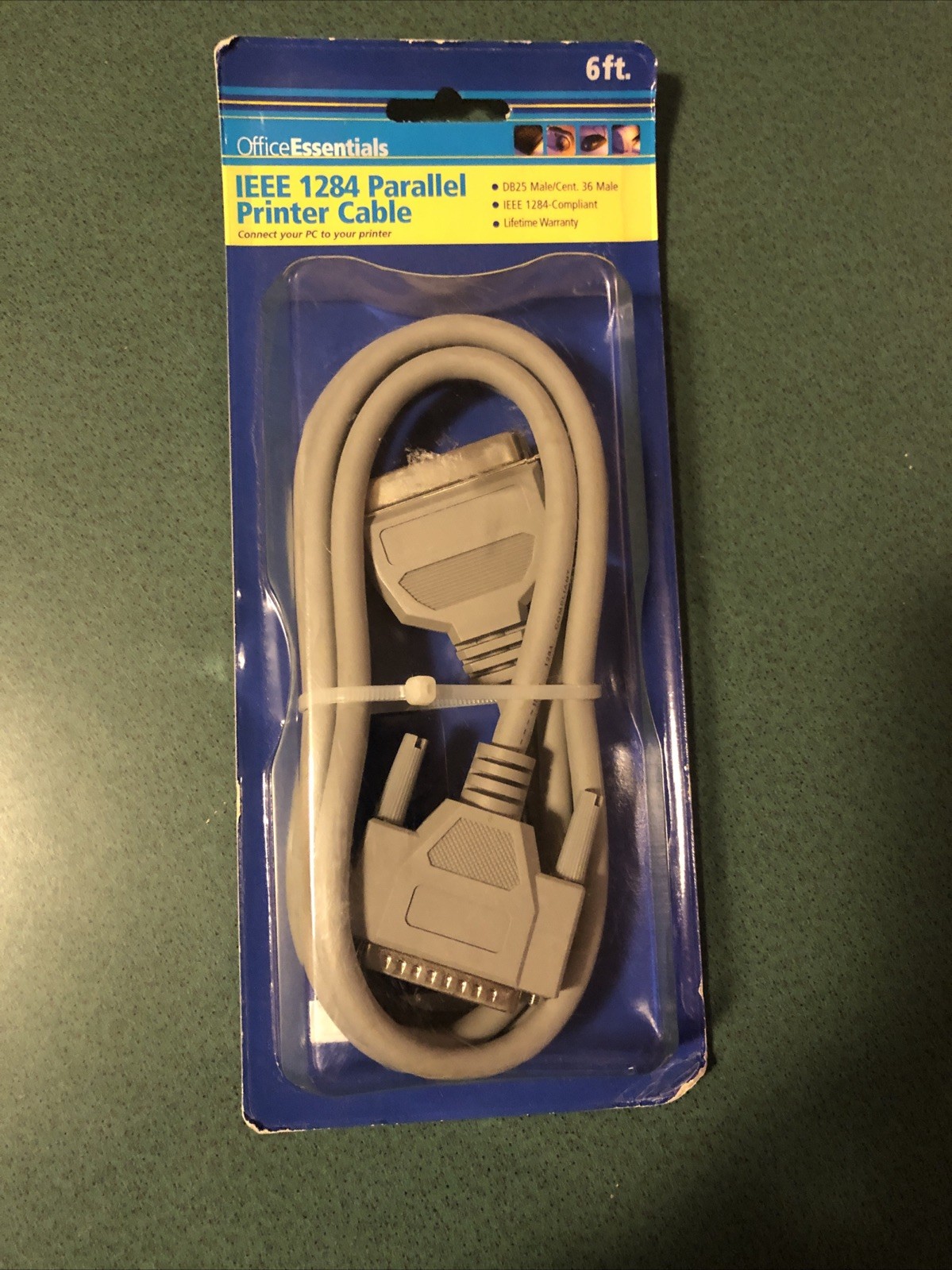 Office Essentials 6ft IEEE 1284 DB25 Male to CN36 Male Parallel Printer Cable