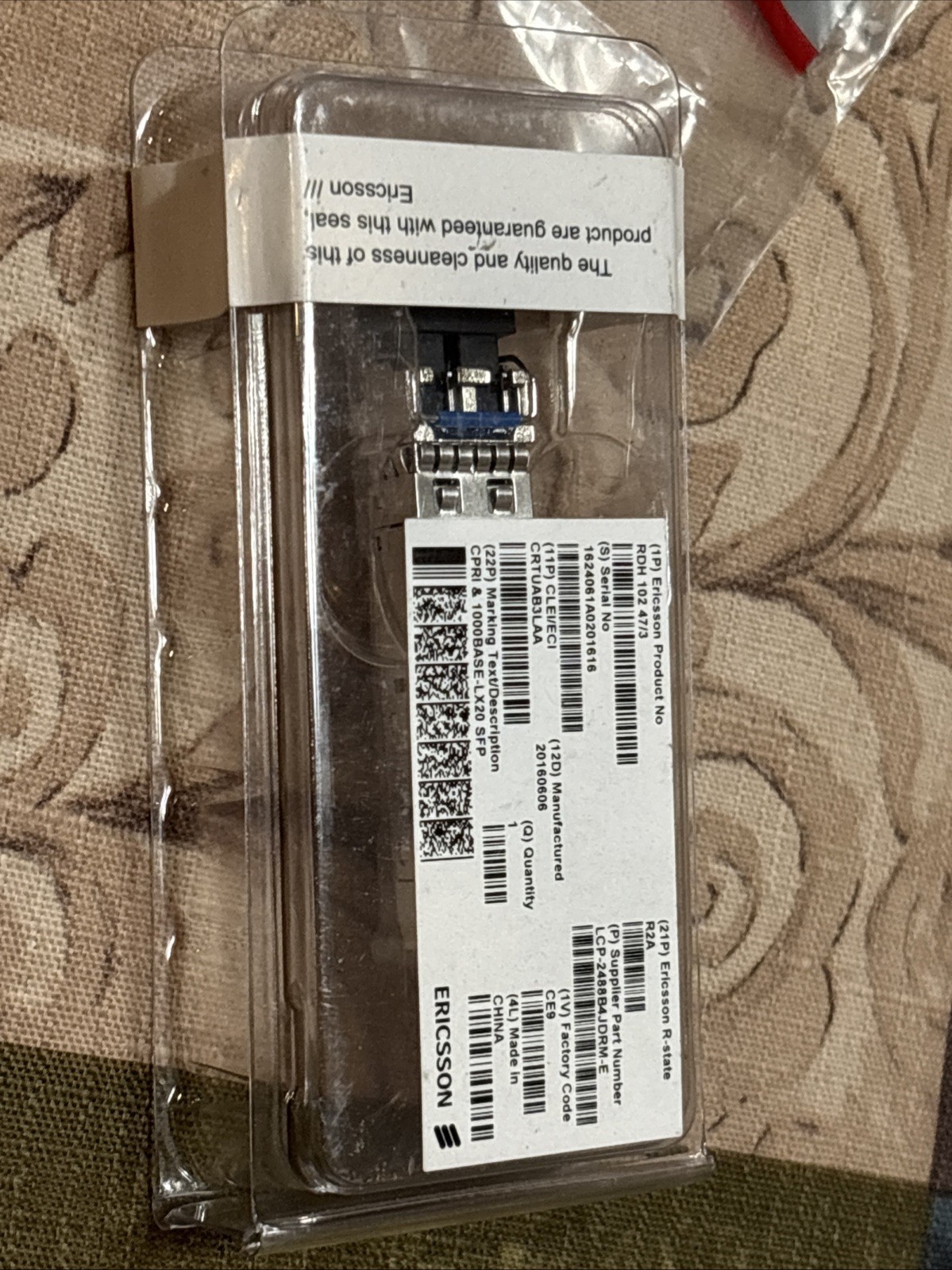 Ericsson RDH 102 47/3 2.5 G 10 Km 1310nm RDH10247/3 R2A