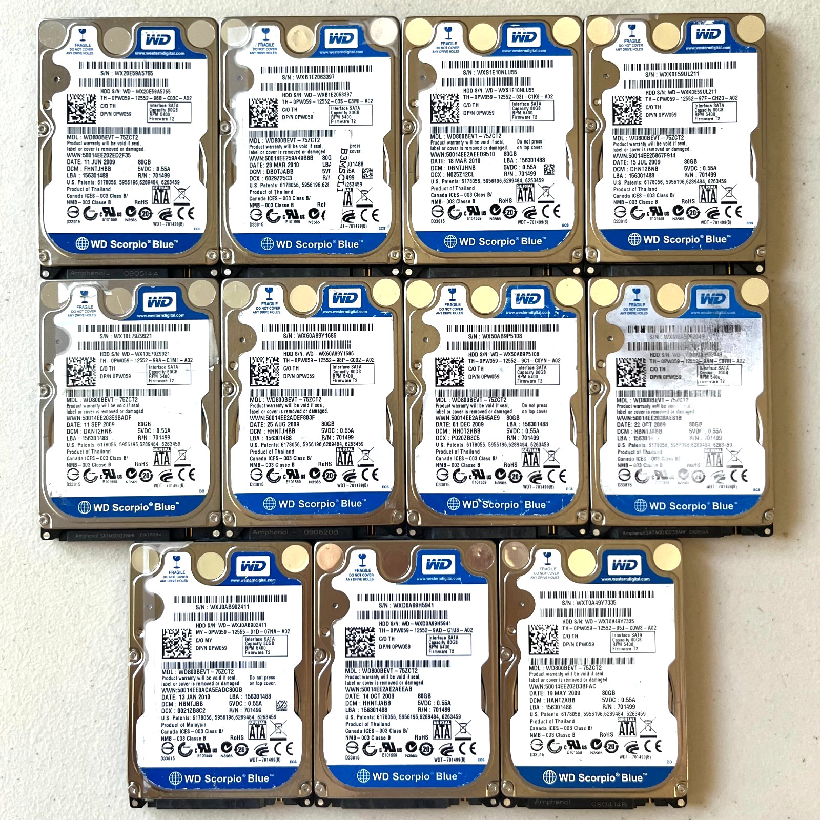 [LOT OF 11] Western Digital WD Scorpio Blue 80GB 2.5 SATA HDD TESTED+FREE SHIP