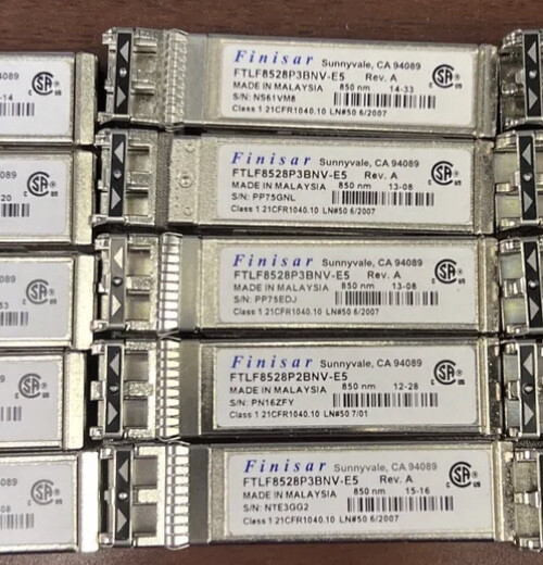 LOT OF 5 FINISAR FTLF8528P2BNV-E5 8GB 850NM TRANSCEIVER MODULE