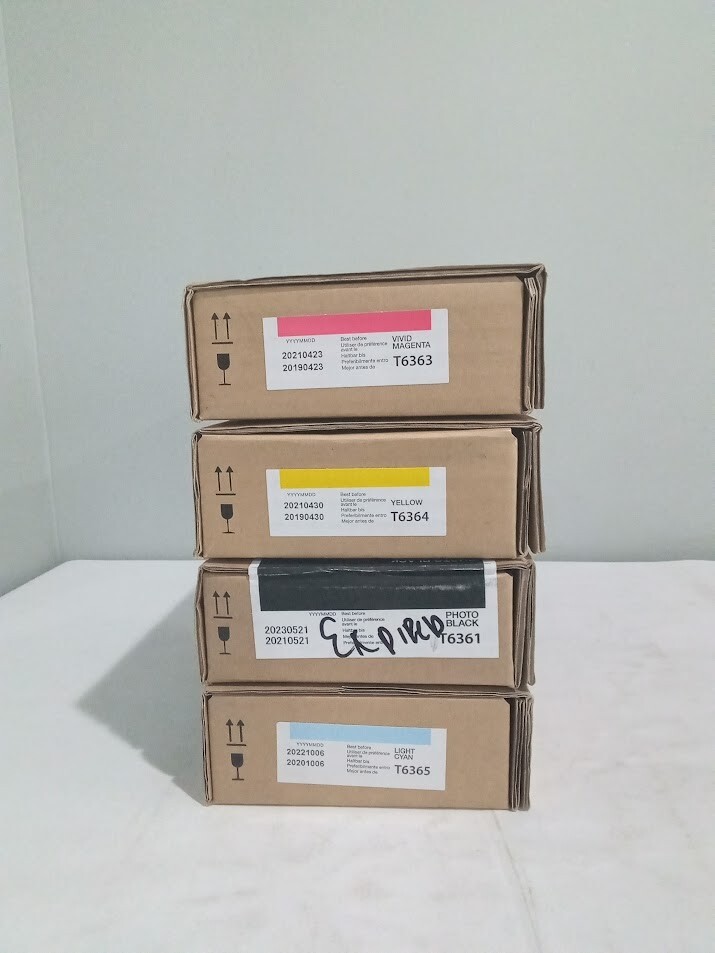 Epson T6363 T6364 T6361 T6365 UltraChrome HDR Ink Cartridge Lot of 4 Exp 2021