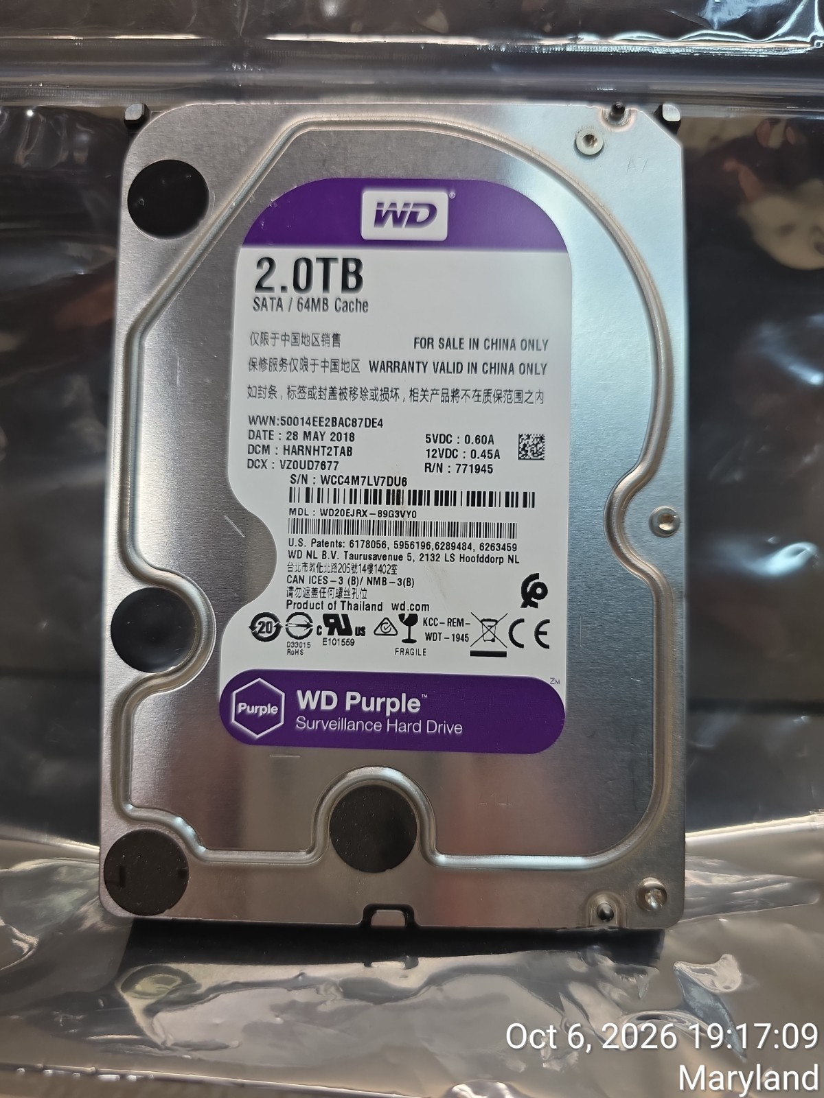 WD Purple 2TB Surveillance Hard Drive (WD20EJRX)