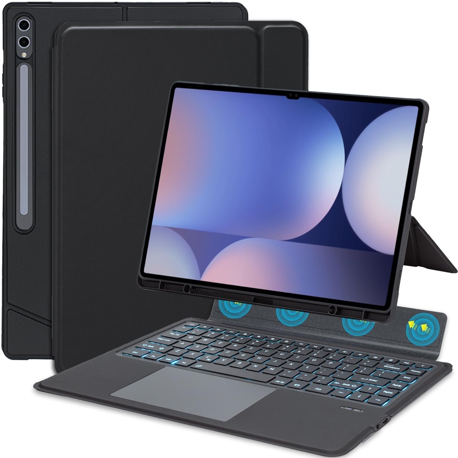Backlit Touchpad Keyboard Case for 14.6 inch Galaxy Tab S10 Ultra 2024/ Black 