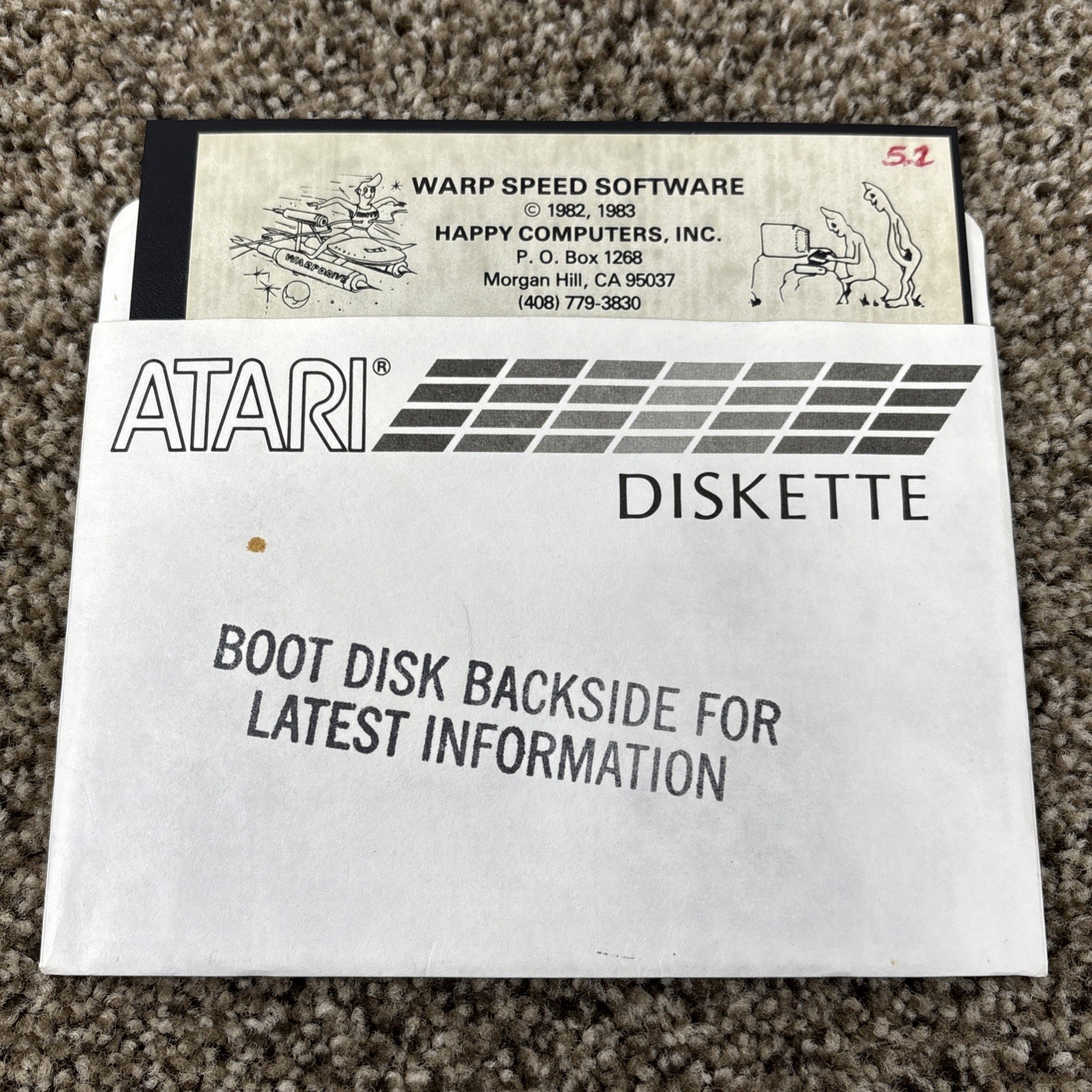 WARP SPEED SOFTWARE - Atari 400/800 Happy Computer Software 5.25" Disk - TESTED