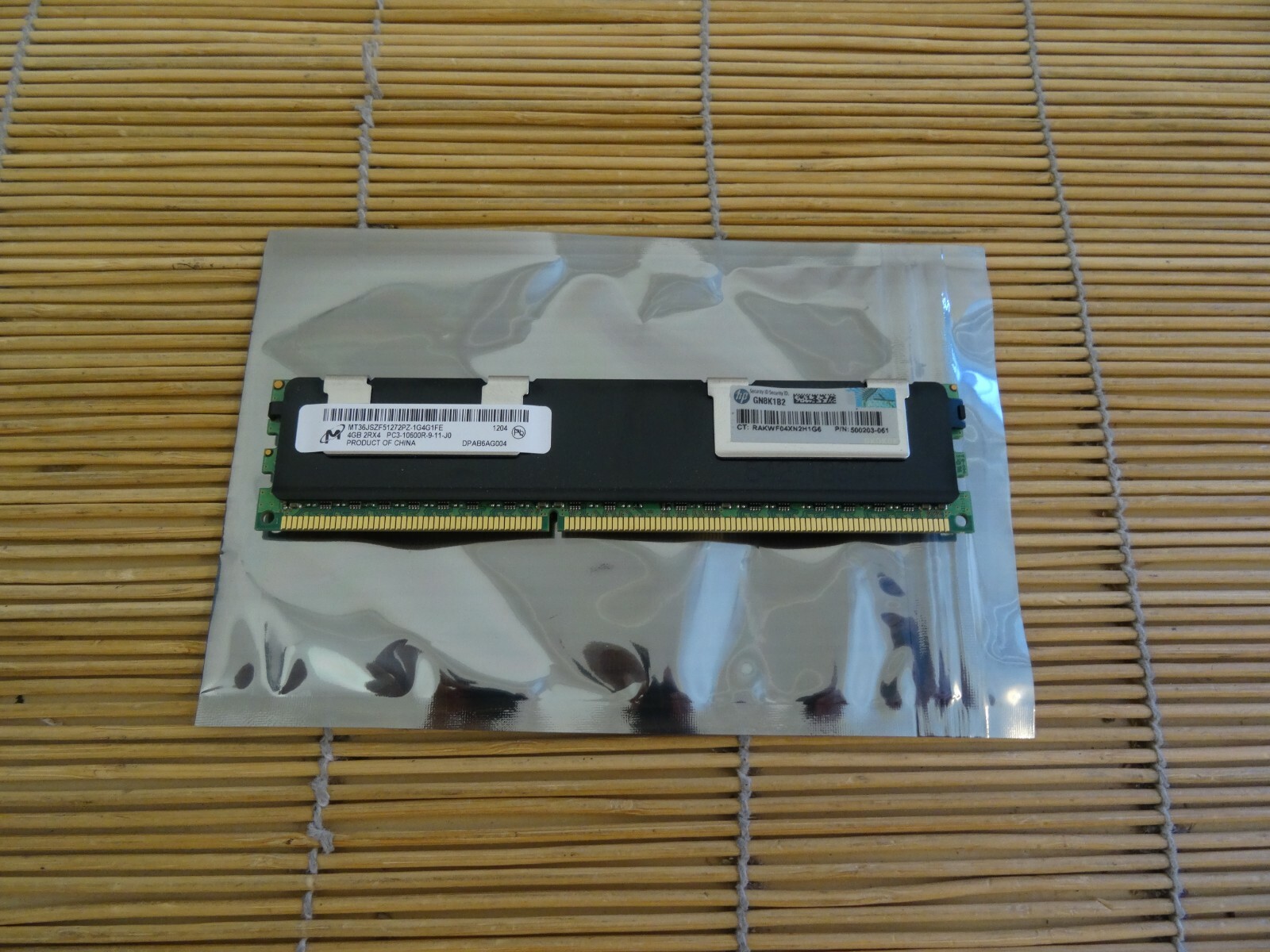 HP 500658-B21 1x4GB Dual Rank PC3-10600 DDR3-1333 Reg CAS-9 Mem Kit 500203-061
