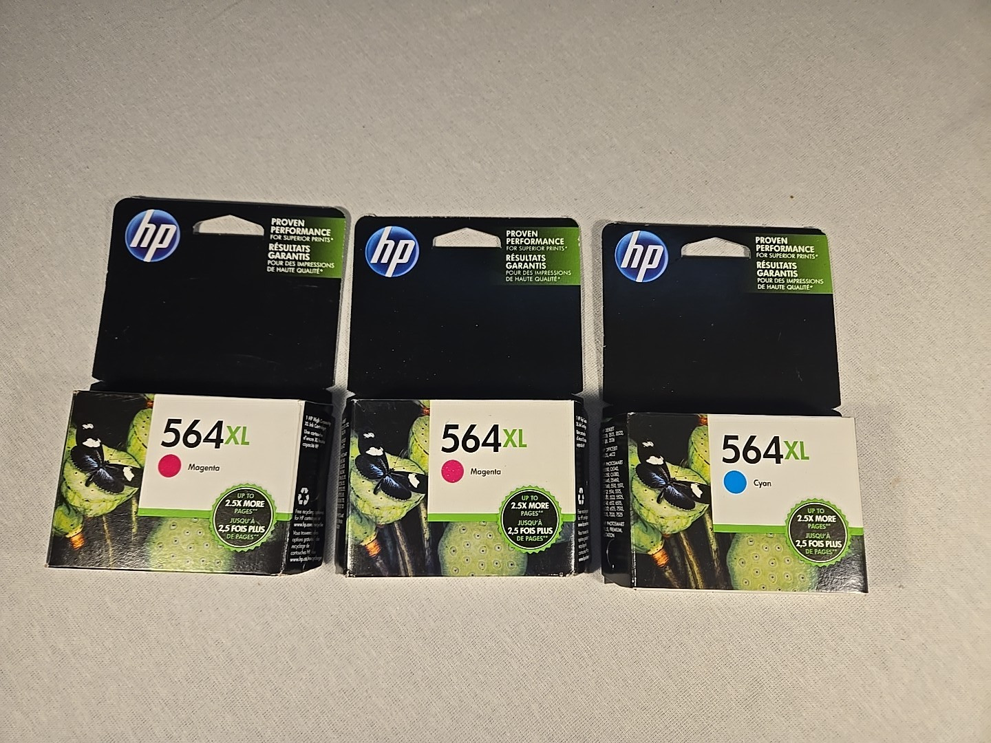 HP 564XL 1x Cyan 2x Magenta Cartridges Genuine OEM Exp 4/19, 11/17, 12/17