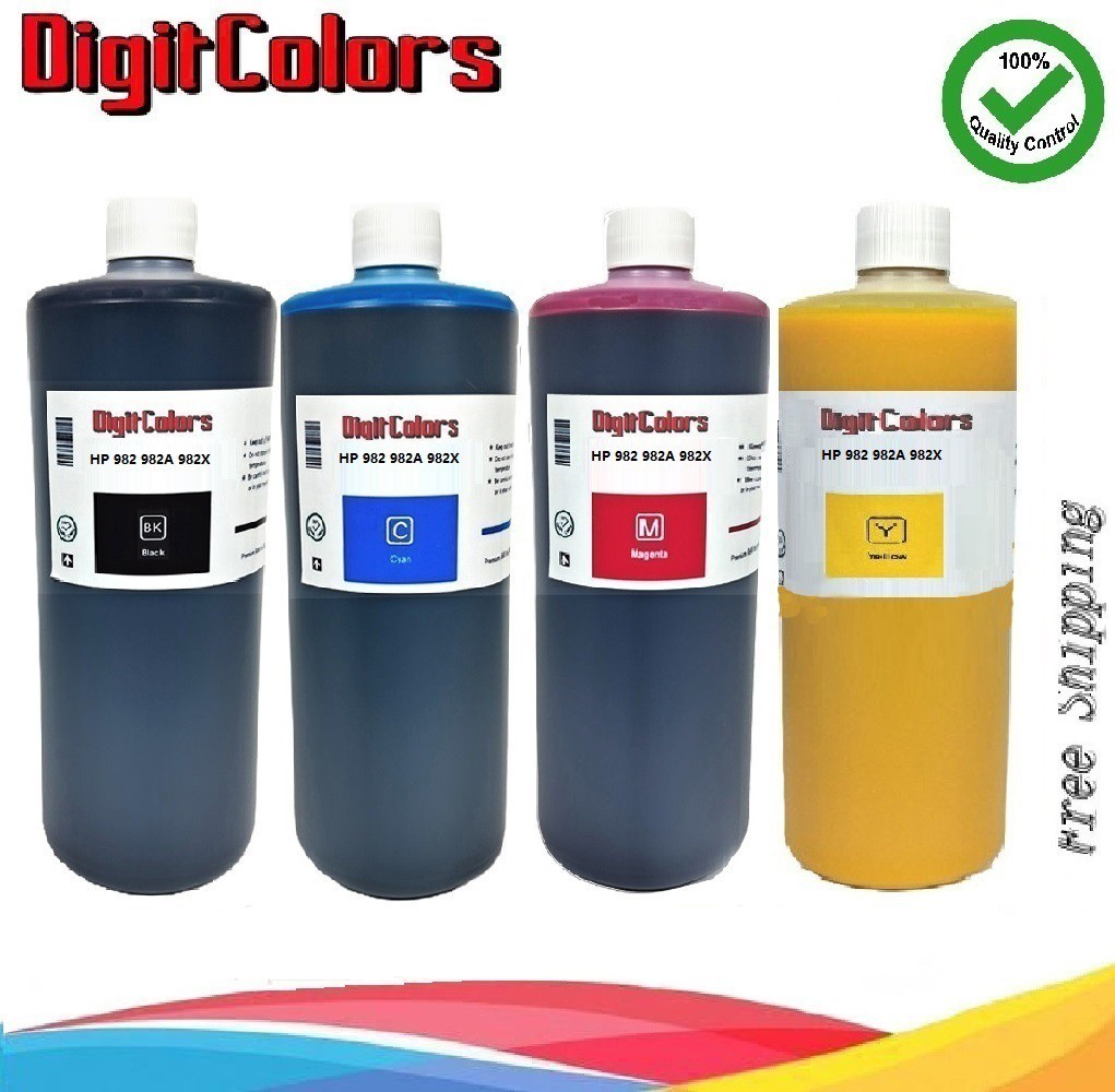 Ink Refill Kit Bottles Pigment Ink for HP 982 982A 982X Premium Ink 4x1000ml