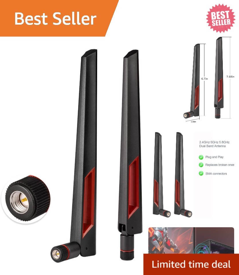 Upgrade Your Network: Dual Band SMA Male WiFi Antenna 2-Pack for Home/PC