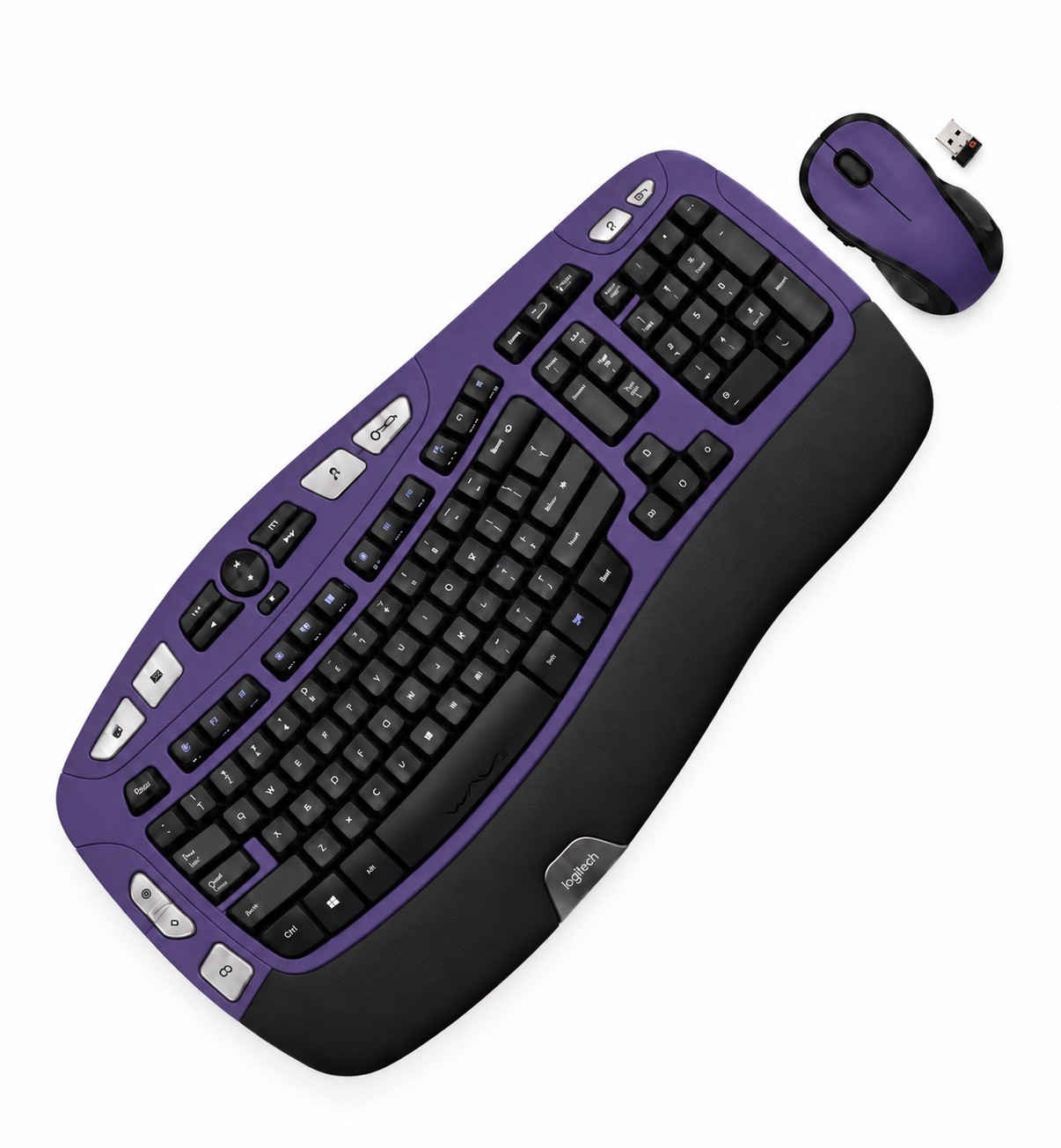 Logitech MK550 Comfort Wave K350 Purple Wireless Ergonomic Keyboard M510 Combo