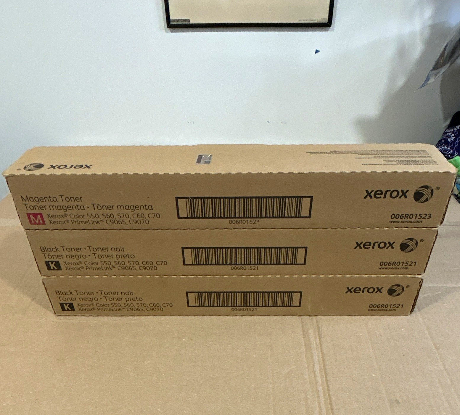 Xerox Laser Toner 006R01523 Magenta & 006R01521 Black for Color 550/560 three