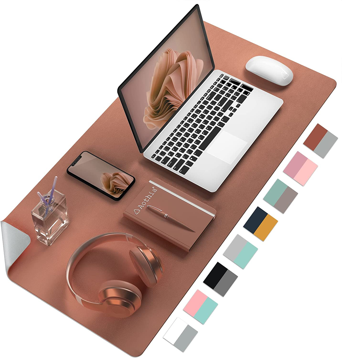 Double-Sided PU Leather Desk Pad - Non-Slip Large Mouse Pad & Desk Mat for Offic