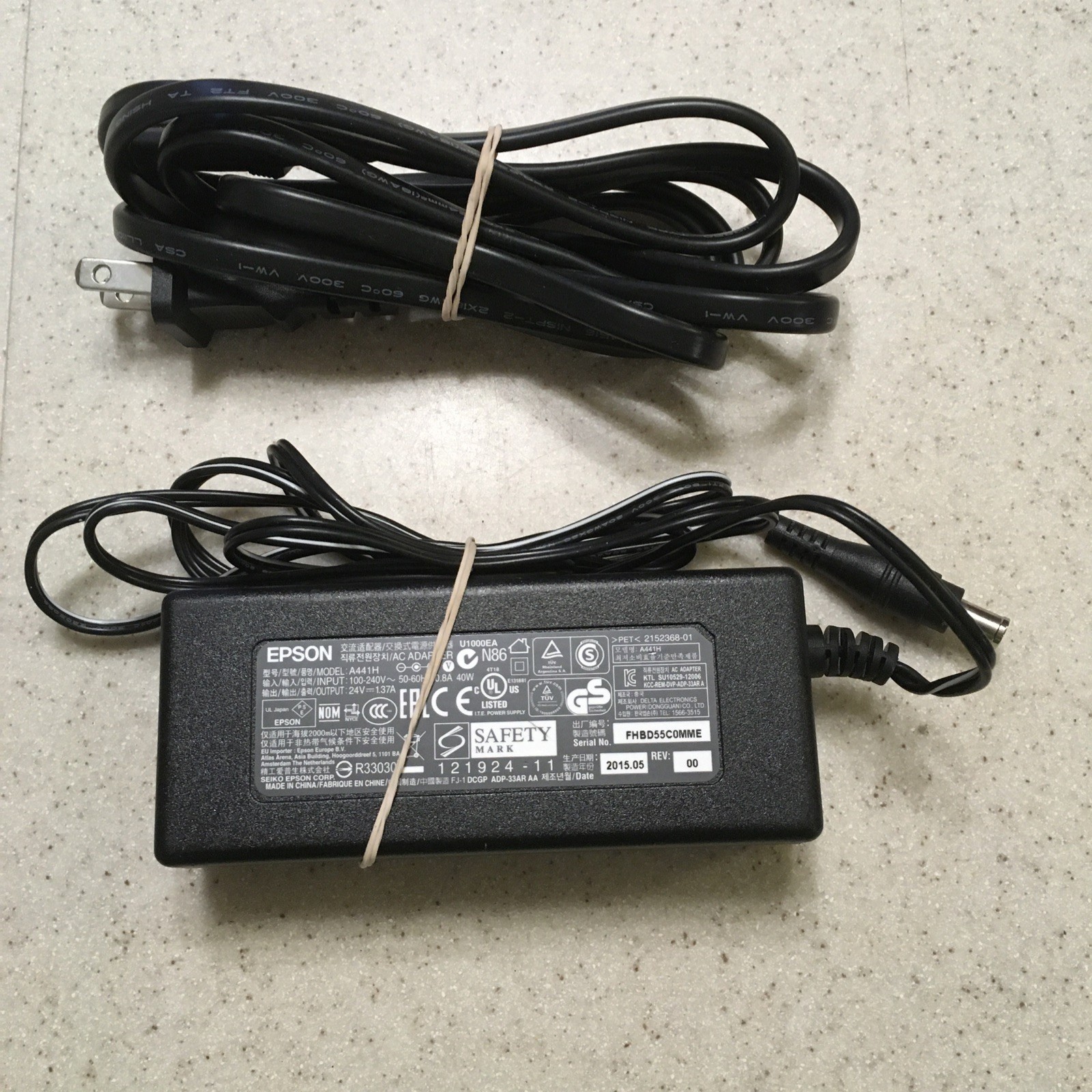 Original Epson A441H AC Adapter 24V 1.37A 40W Power Supply With AC Cord EUC