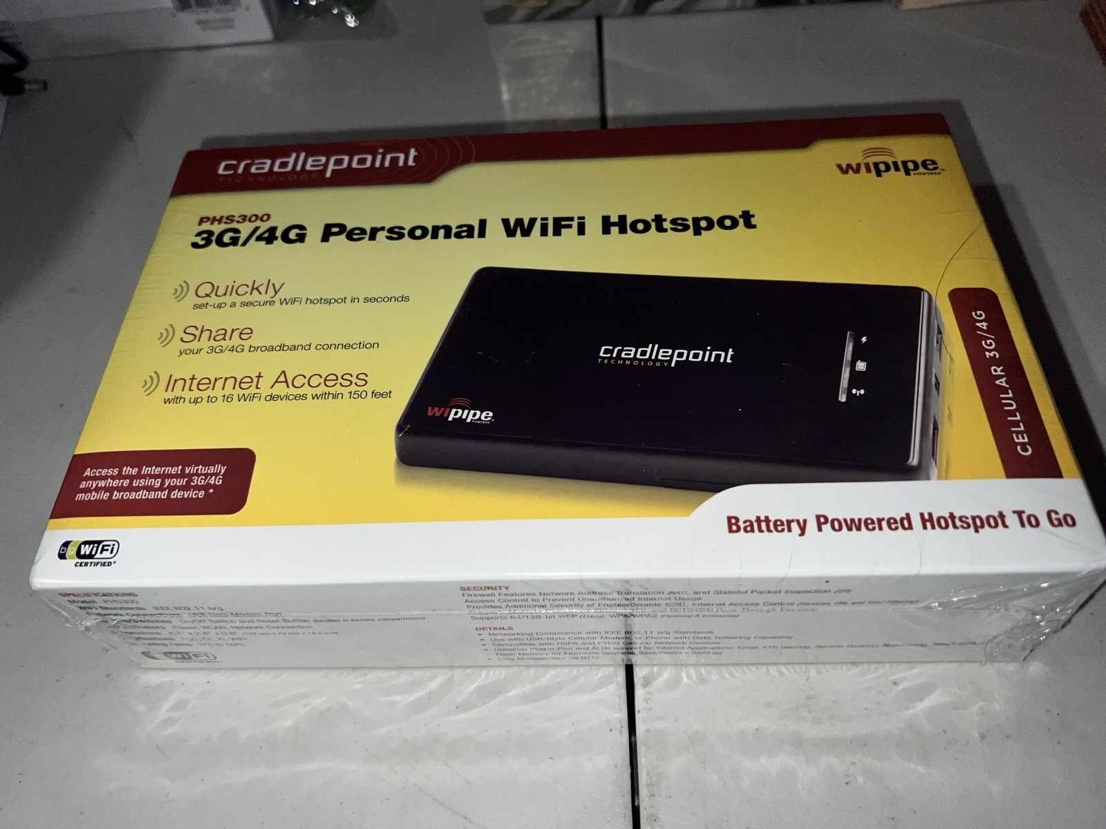 Cradlepoint PHS300 Battery Powered 3G/4G Personal WiFi Hotspot New In Box Sealed