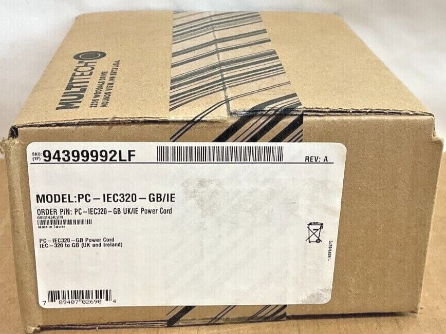 Multitech IEC-320 Power Cord (UK Plug) PC-IEC320-GB UK/IE ✅❤️️✅❤️️ BRAND NEW