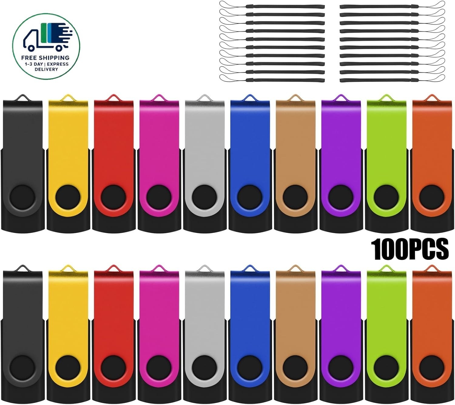 Unidades flash USB de 2 GB (paquete de 100), memoria USB 2.0 giratoria