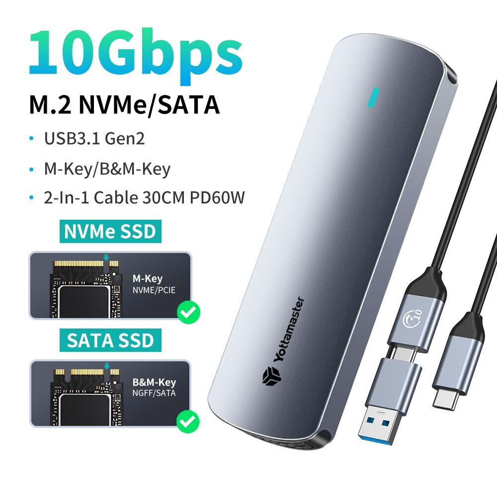Yottamaster M.2 NVMe NGFF SSD Enclosure USB 3.1 Type-C 10Gbps Converter Adapter