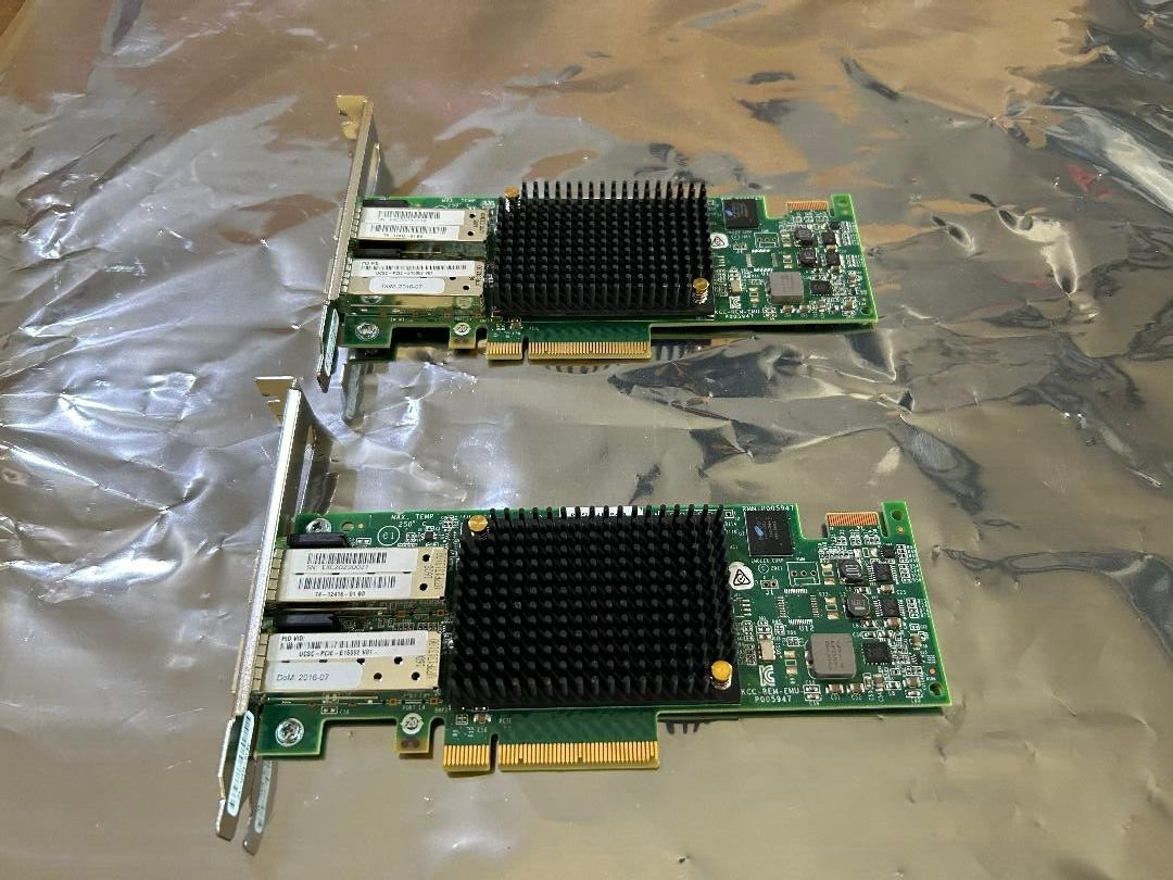 Qty. 2 Cisco LPE16002 74-12418-0 2-Port PCIe Fiber Channel Host Bus Adapter  HBA