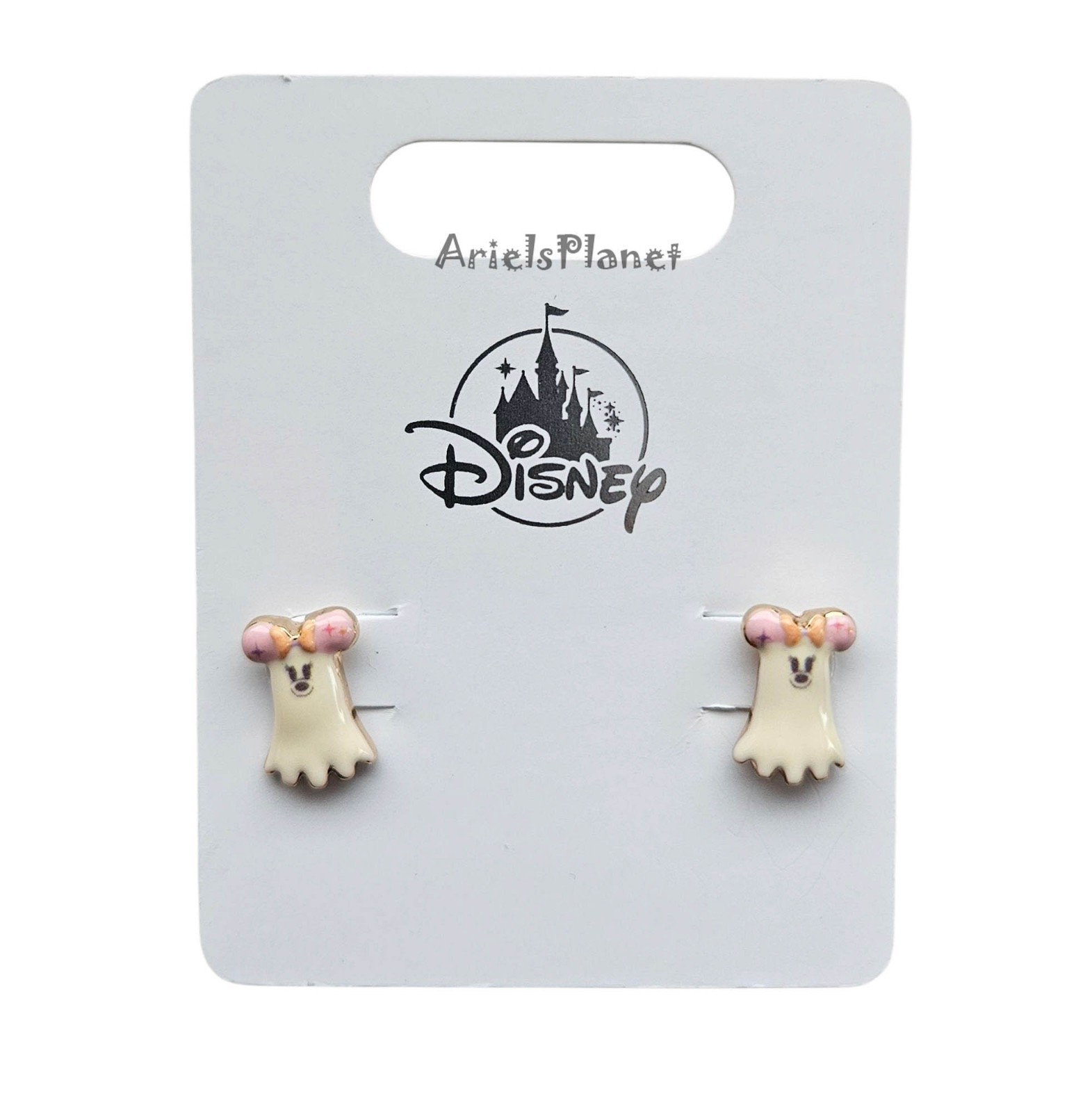 2026 Disney Parks Minnie Mouse Halloween Cute Ghost Stud Earrings