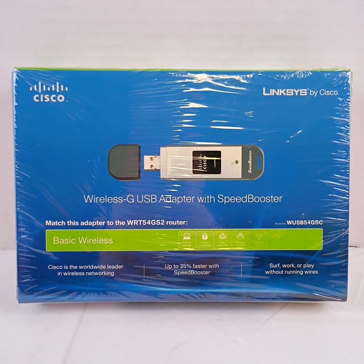 Cisco Linksys Wireless-G USB Adapter with SpeedBooster WUSB54GSC New and Sealed