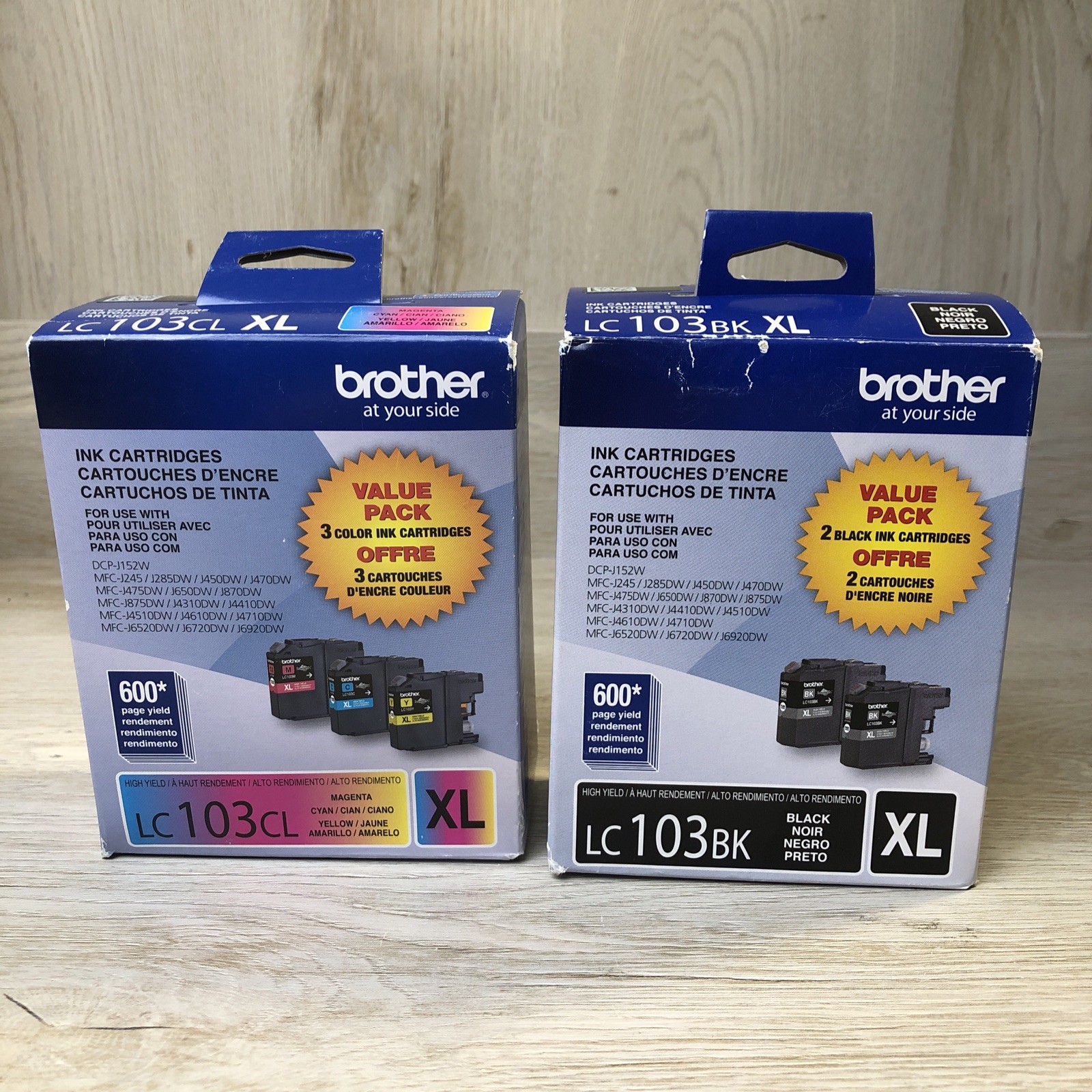 Genuine Brother LC103CL XL 3-Pack Color Ink Cartridges NEW + (1) LC103BK XL O.B.