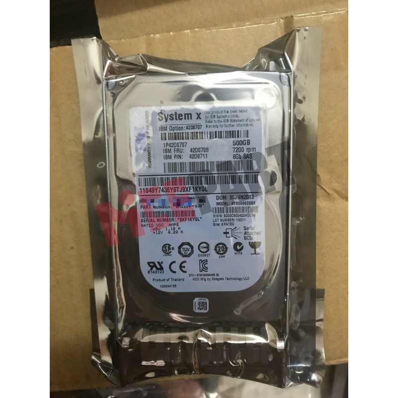 IBM 42D0708 42D0711 42D0707 500GB 6Gb 7.2K 2.5" Slim-HS SAS-2 Hard drive / Tray
