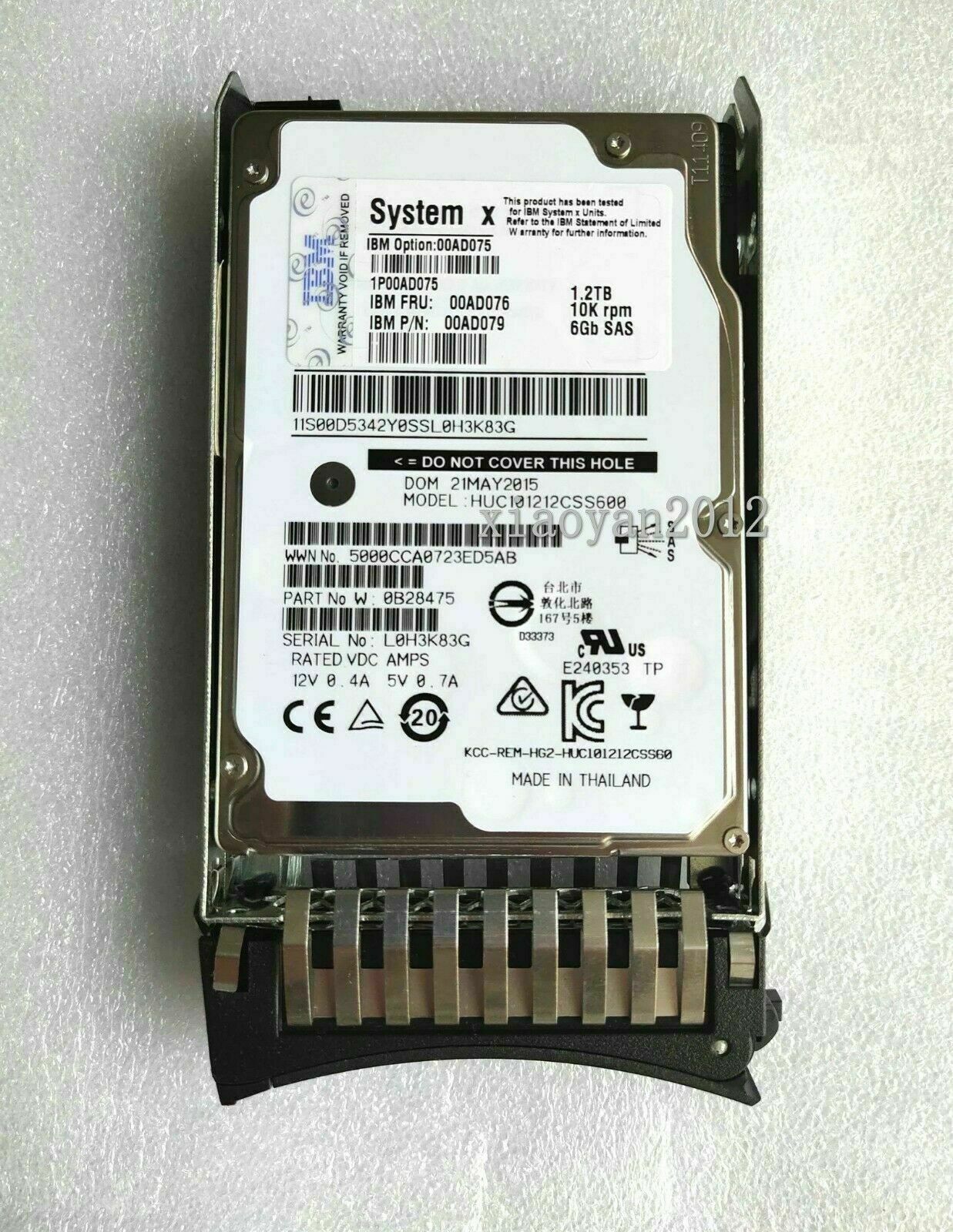 NEW 00AD075 IBM 1.2TB 10K 6GBPS SAS 2.5" G2HS HDD 00AD076