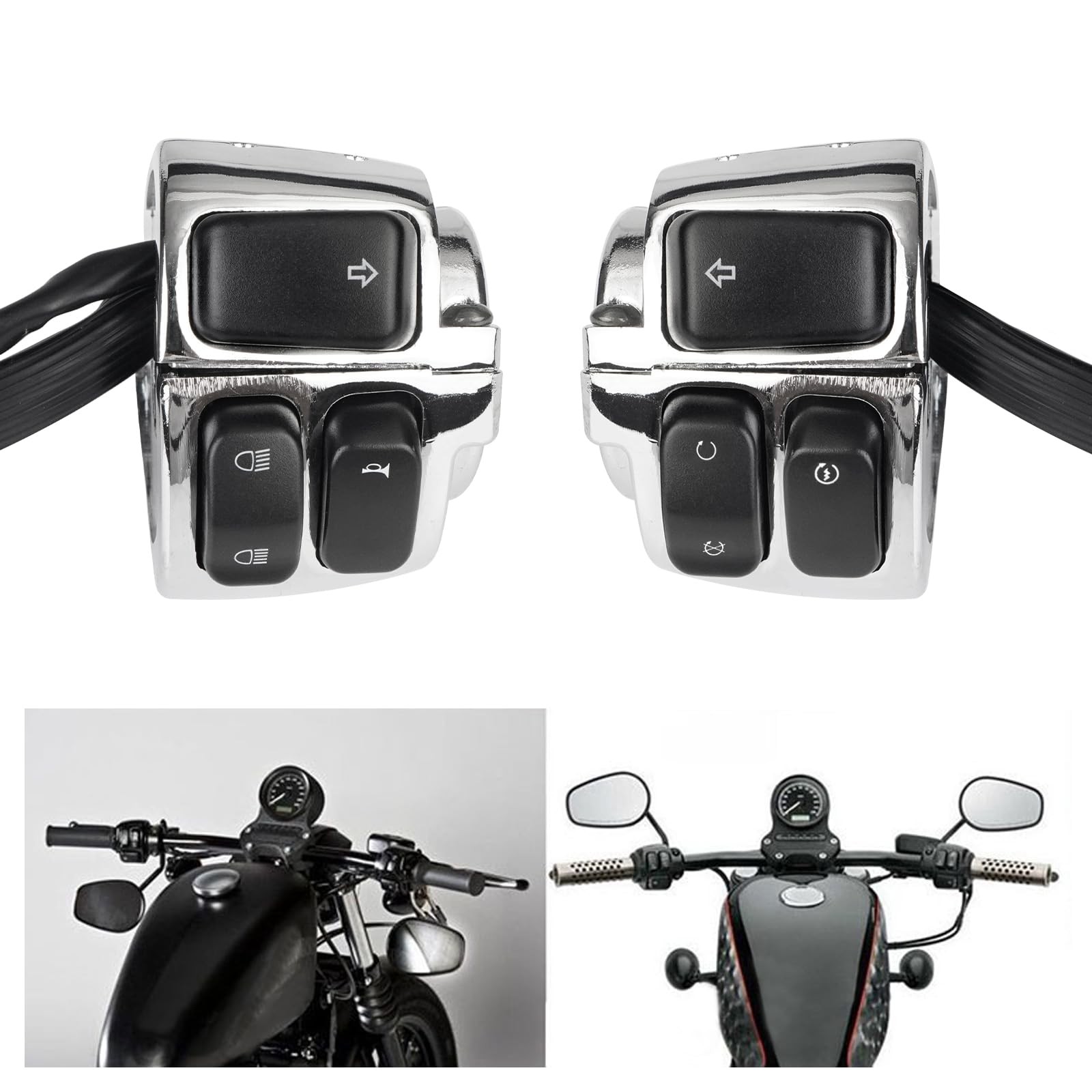 POSENG Motorcycle 1" Handlebar Switches Wiring Harness for 1996-2012 Harley