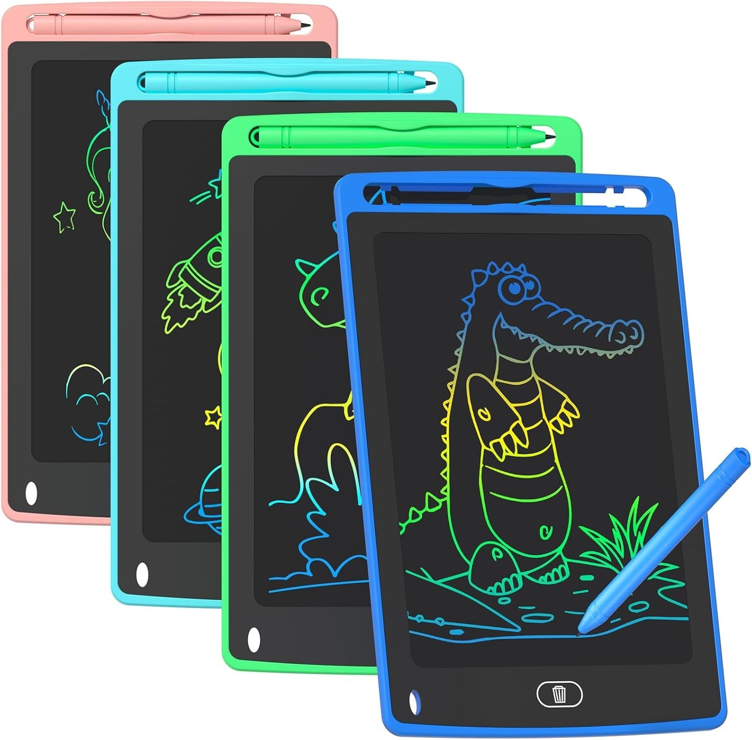 NEW 4-Pack LCD Writing Tablets 8.5" Colorful Doodle Boards for Kids Drawing Toy