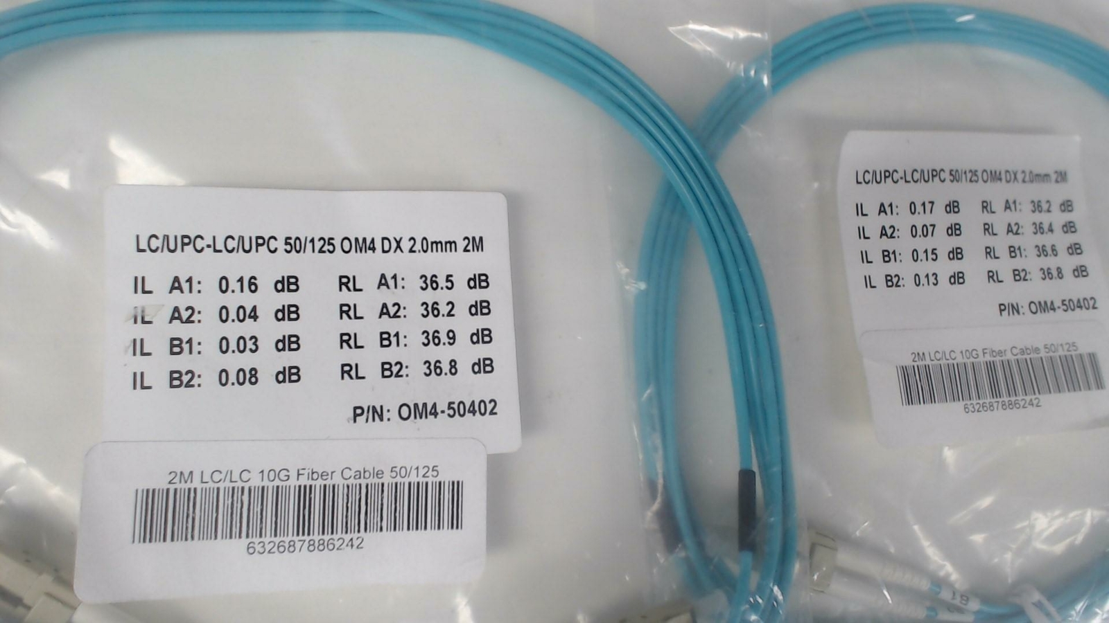 Pack of 2: 2m LC / LC 0M4 Duplex 2.0mm Fiber Optic Cable
