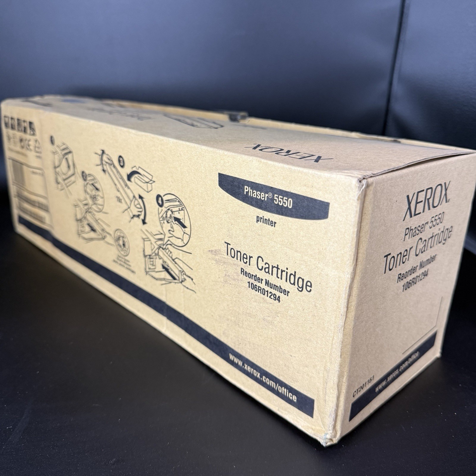 Genuine XEROX 106R01294 Black Toner Cartridge For Phaser 5550 Water Damage Box