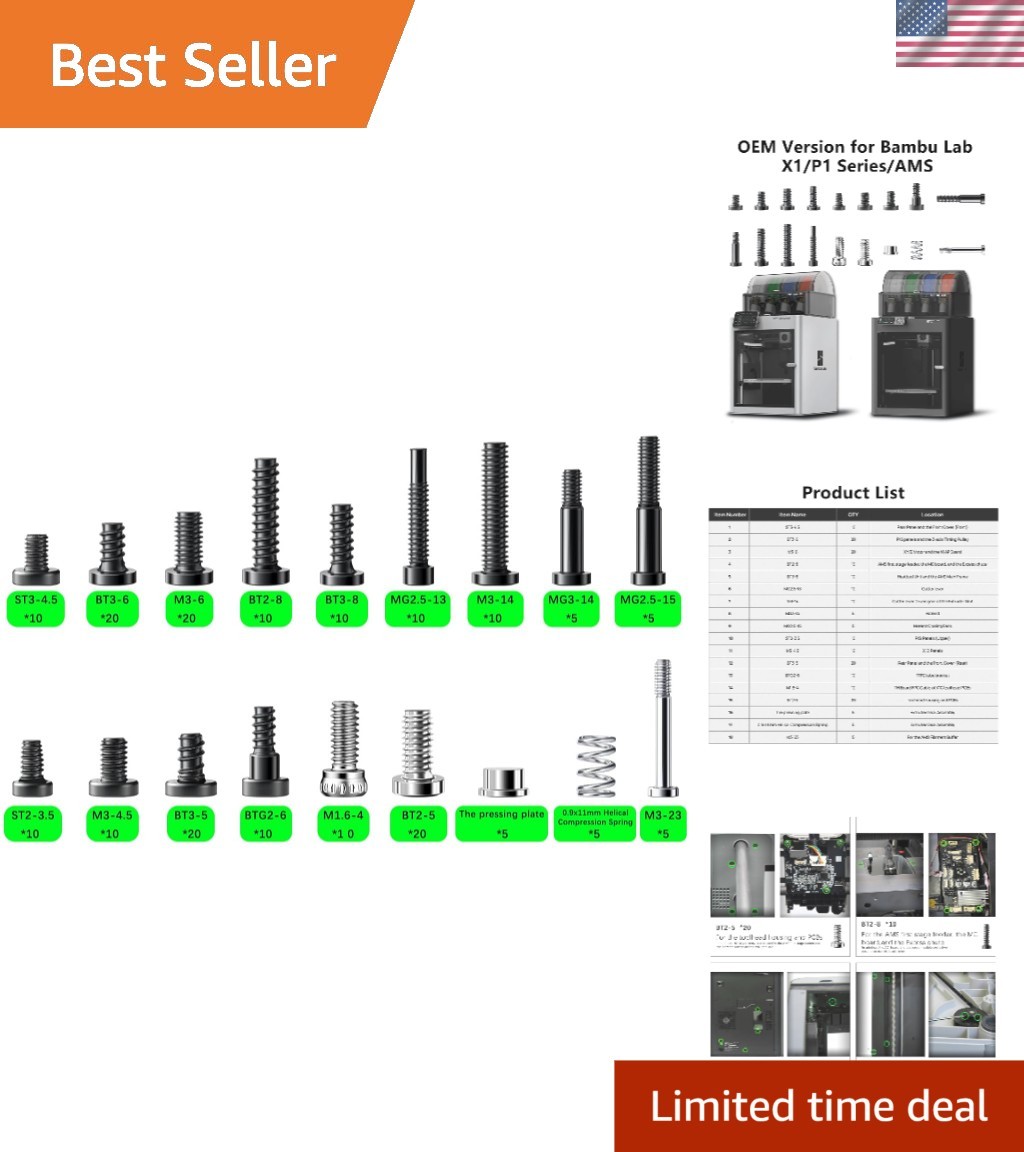 Comprehensive 3D Printer Screws Kit for X1/P1 - OEM Quality, Reliable Upgrades