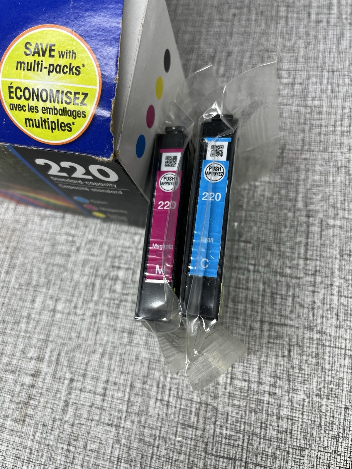 Genuine Epson 220 Cyan/Magenta OEM Ink Cartridges – Exp 08/2019