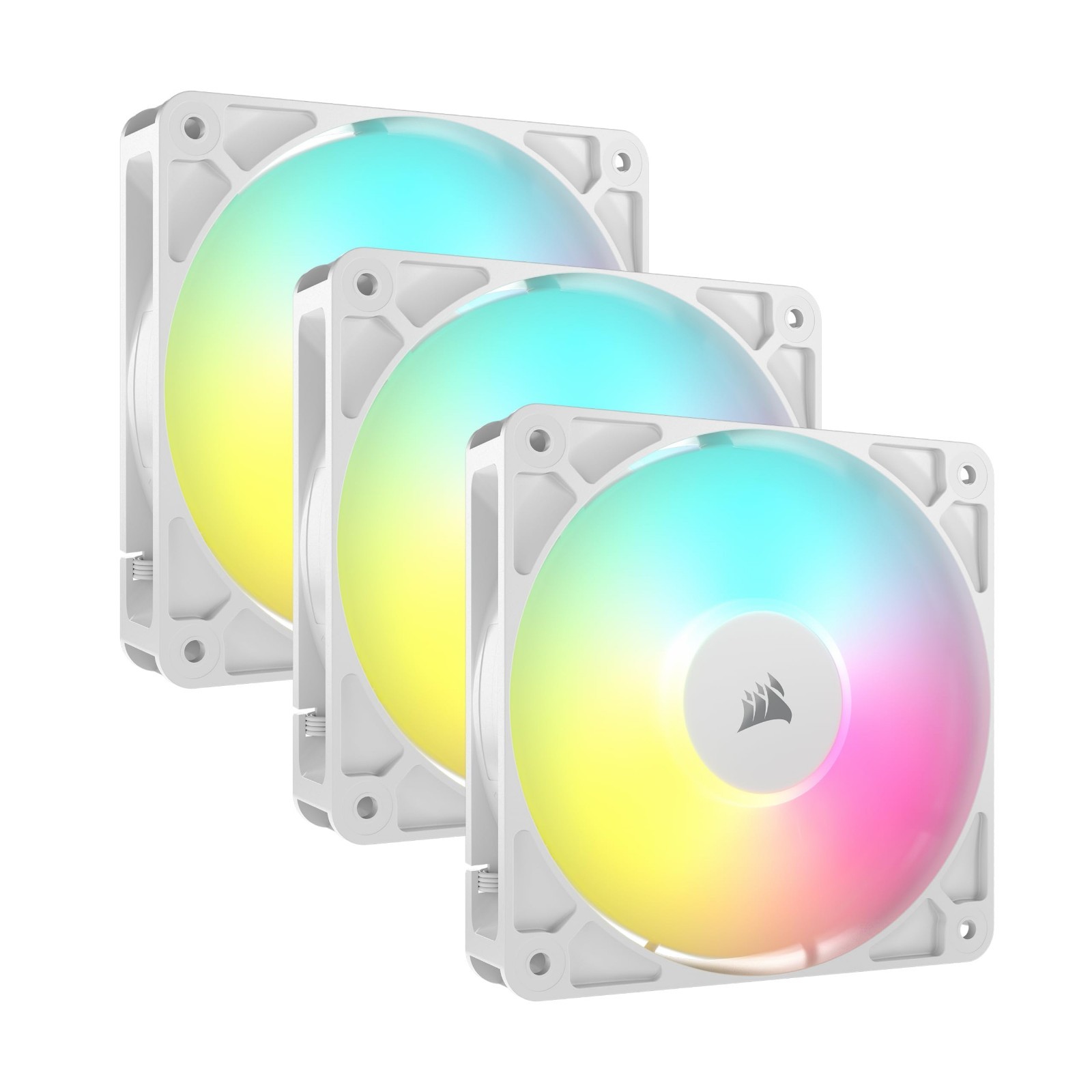 Corsair RS120 ARGB 120mm PWM Fan Triple Pack White Daisy Chain Magnetic Dome